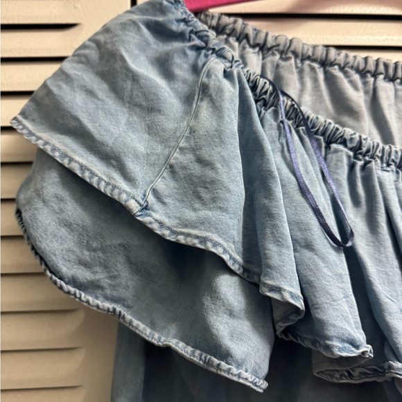 Blue Off-Shoulder Ruffle Top - Picture 2 of 4